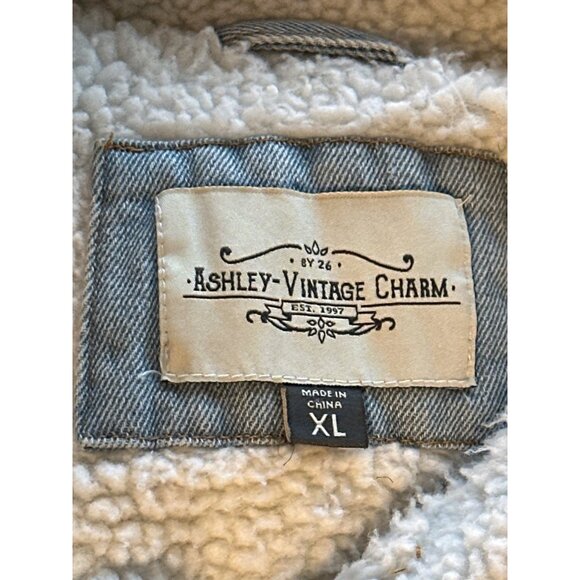 Ashley Vintage Charm Trucker Jean Sherpa-Lined Jacket Light Blue Size XL - Picture 6 of 6
